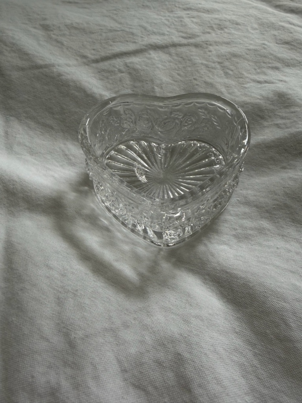 Heart-Shaped Clear Glass Trinket Dish